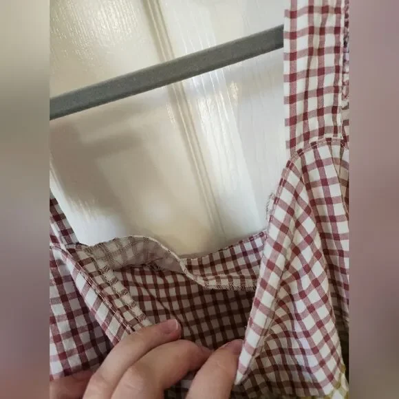 Boutique Gingham Blue Yellow Brown Plaid Ruffle Tiered Mini Dress XL - Picture 6 of 9